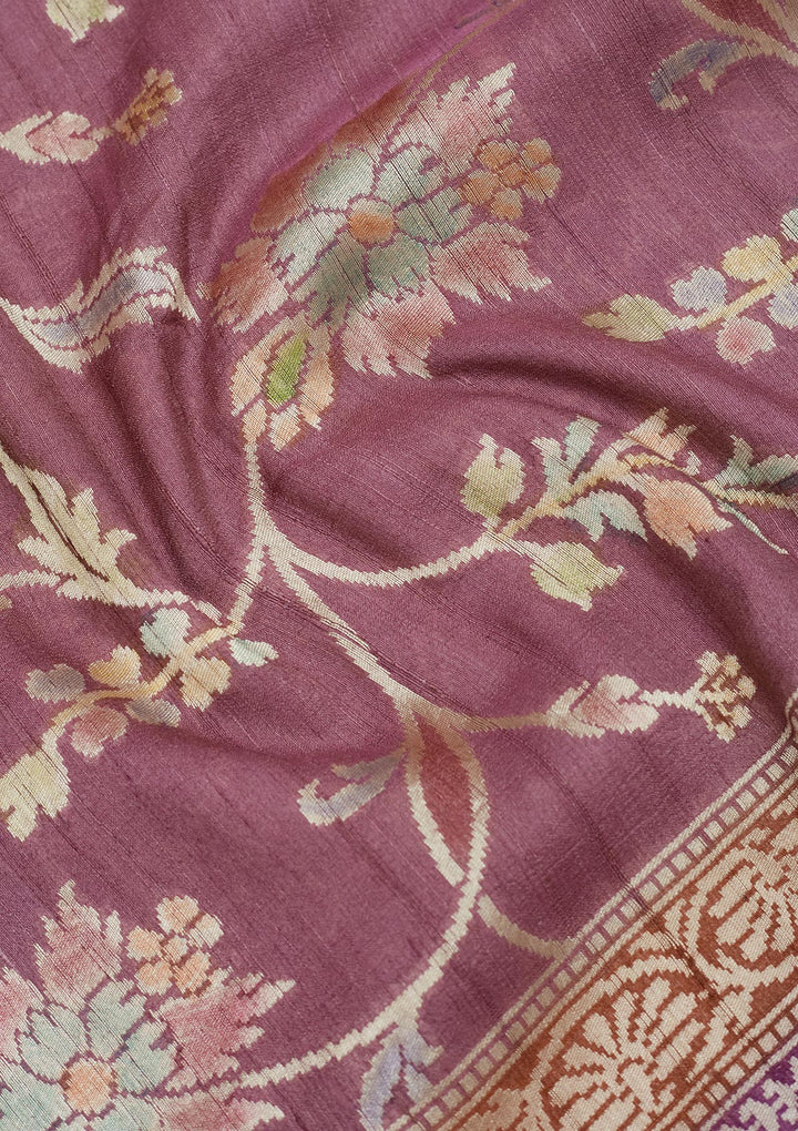 Mauve Zariwork Pure Silk Saree