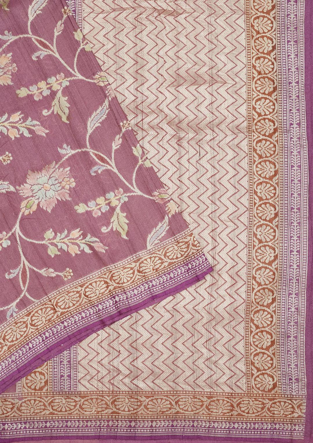Mauve Zariwork Pure Silk Saree
