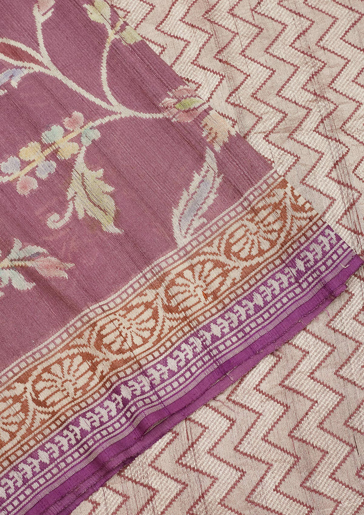 Mauve Zariwork Pure Silk Saree