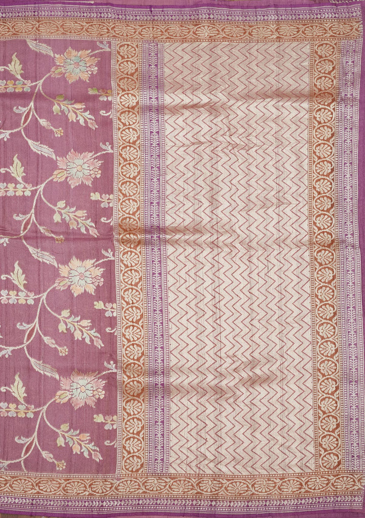 Mauve Zariwork Pure Silk Saree