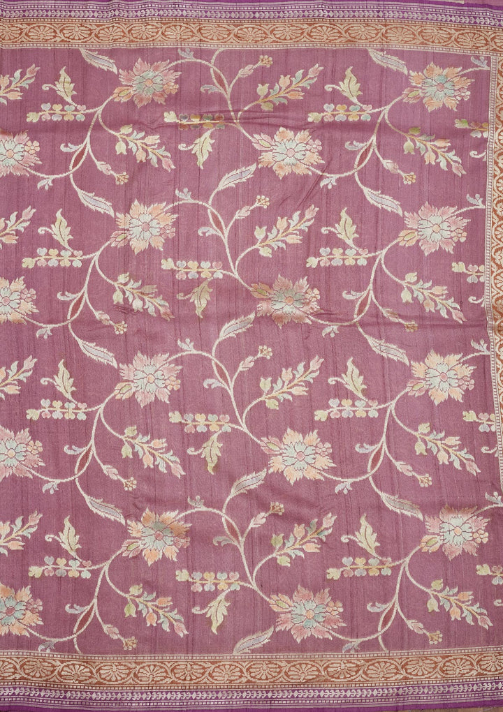 Mauve Zariwork Pure Silk Saree