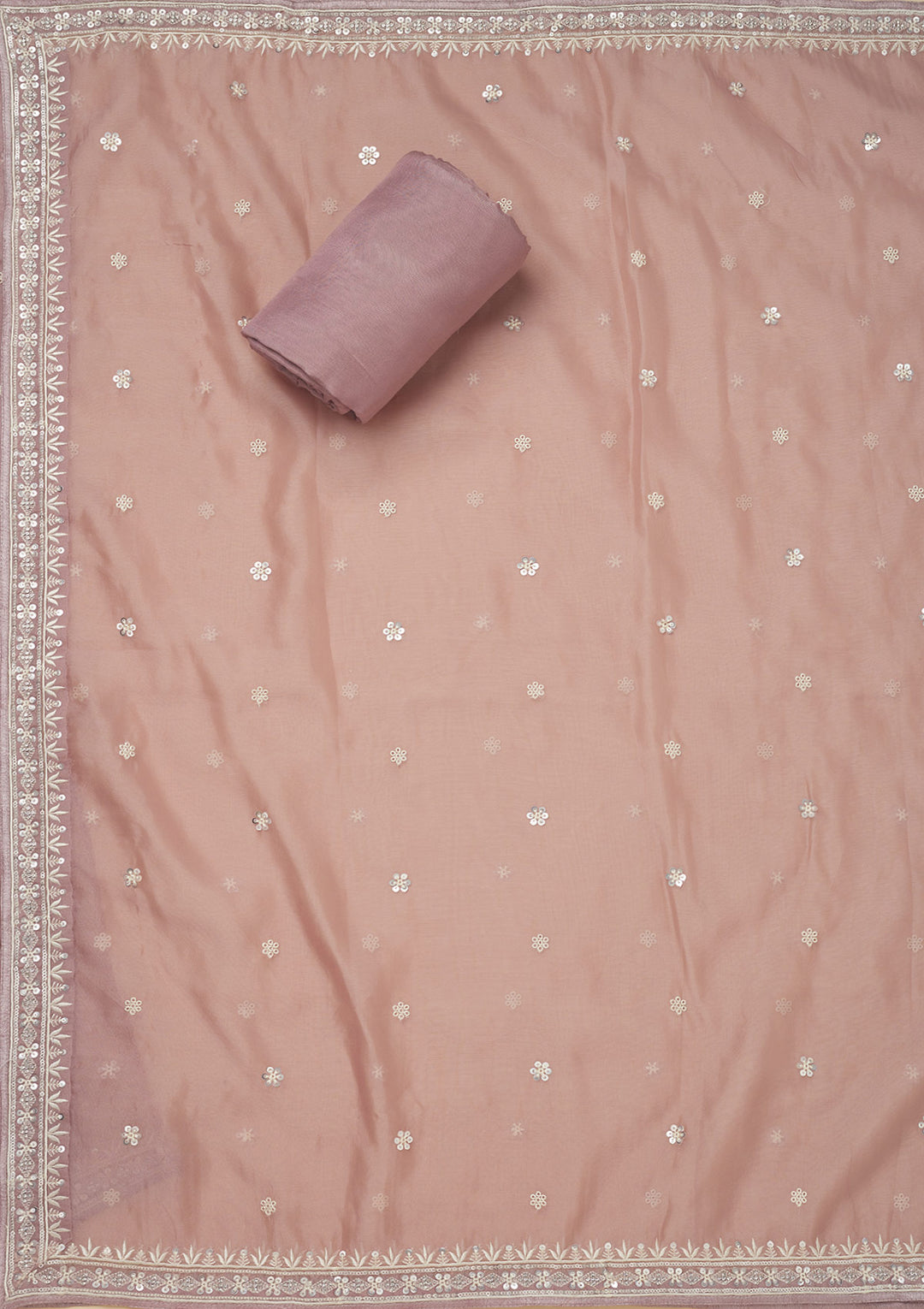 Mauve Zariwork Tissue Unstitched Salwar Suit