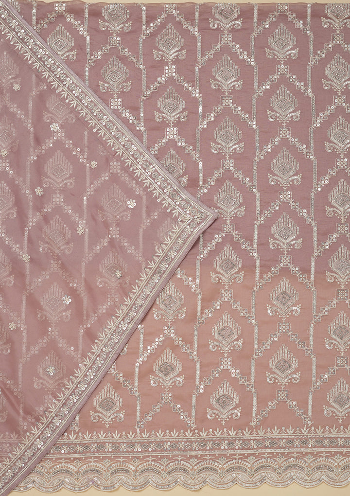 Mauve Zariwork Tissue Unstitched Salwar Suit