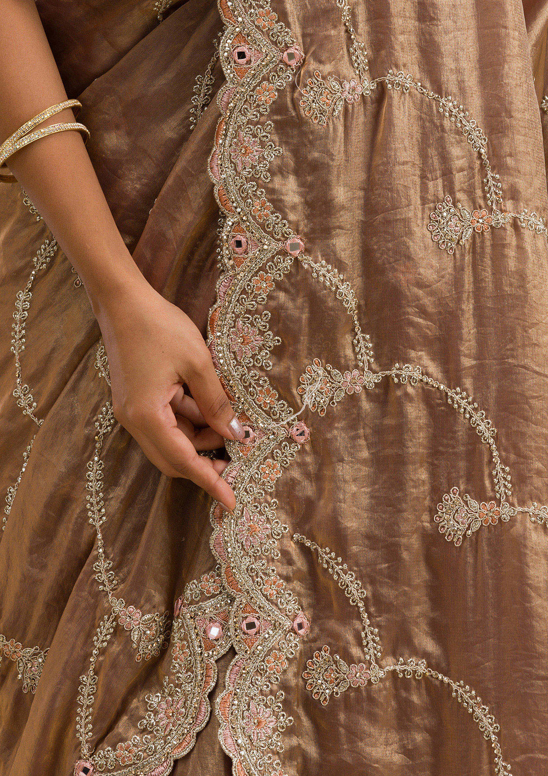 Mauve Zariwork Tissue Saree