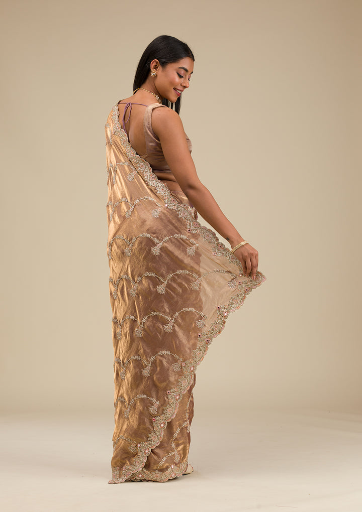 Mauve Zariwork Tissue Saree