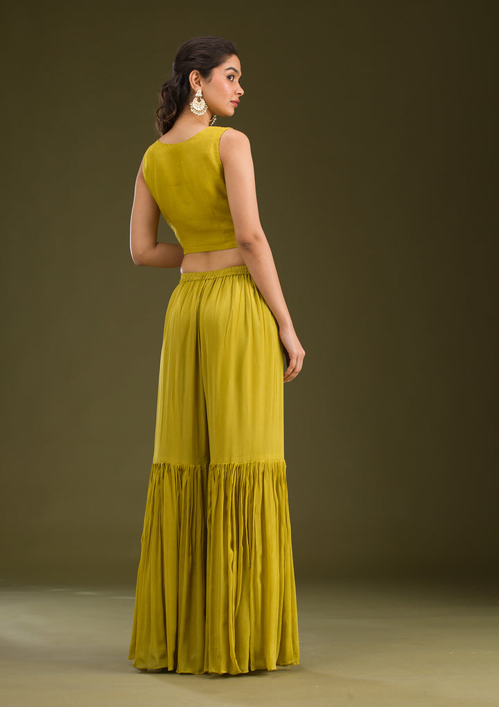 Mehendi Cutdana Georgette Readymade Salwar Suit