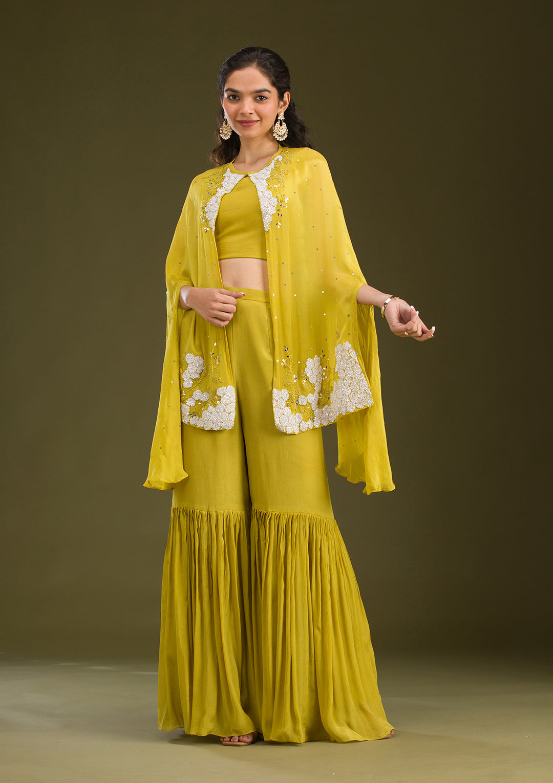Mehendi Cutdana Georgette Readymade Salwar Suit