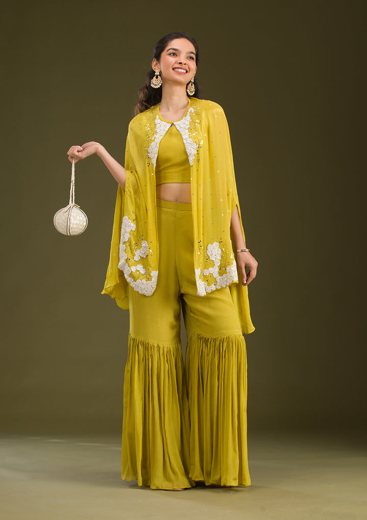 Mehendi Cutdana Georgette Readymade Salwar Suit