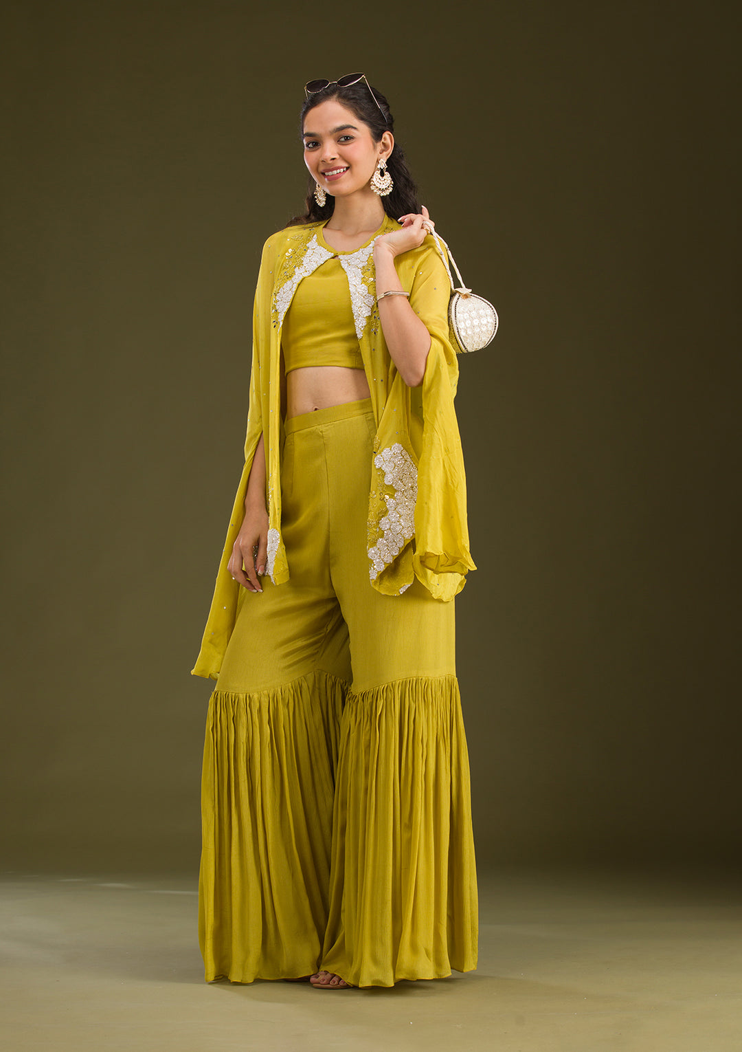 Mehendi Cutdana Georgette Readymade Salwar Suit