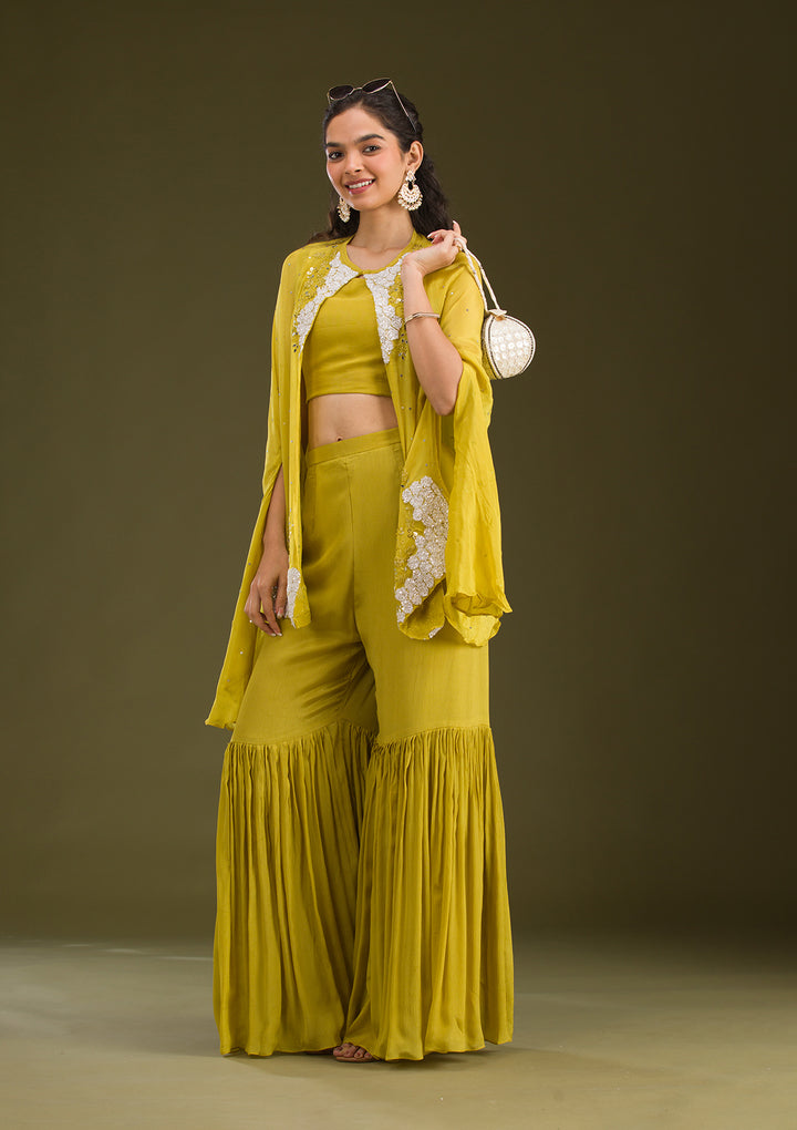 Mehendi Cutdana Georgette Readymade Salwar Suit