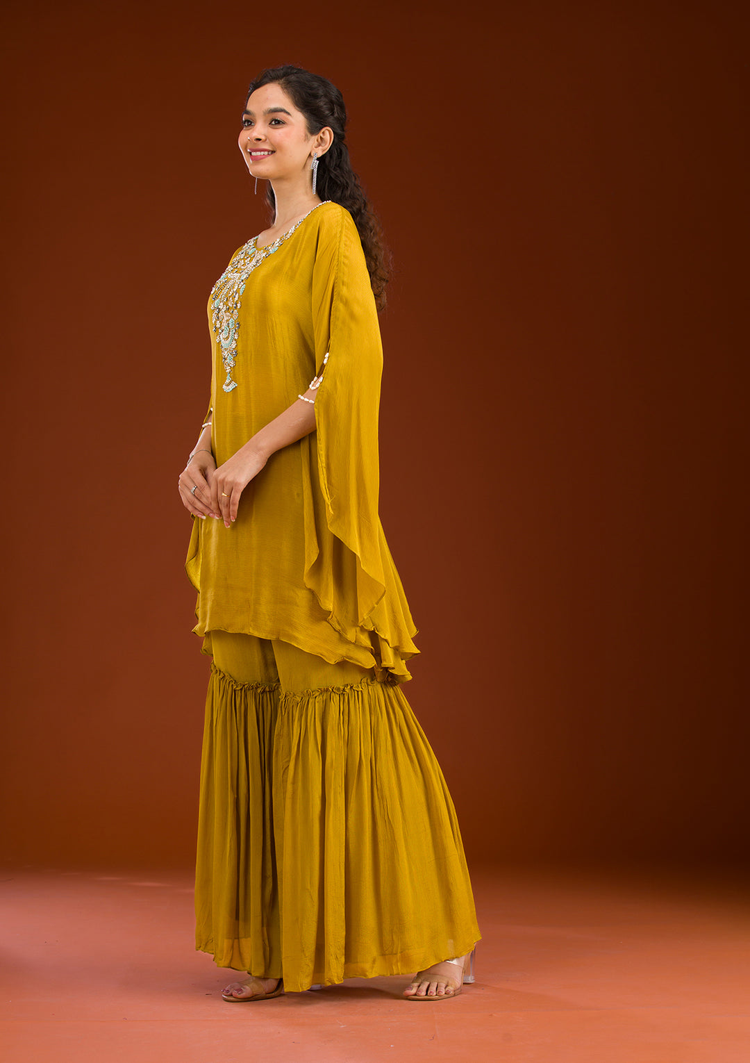 Mehendi Cutdana Georgette Readymade Salwar Suit