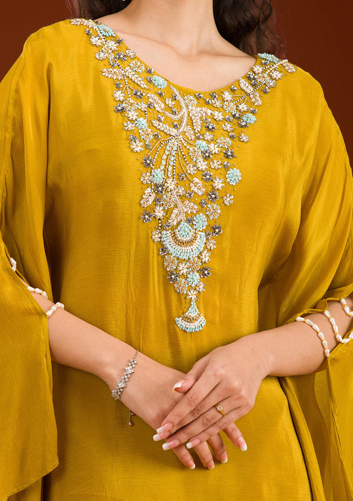 Mehendi Cutdana Georgette Readymade Salwar Suit