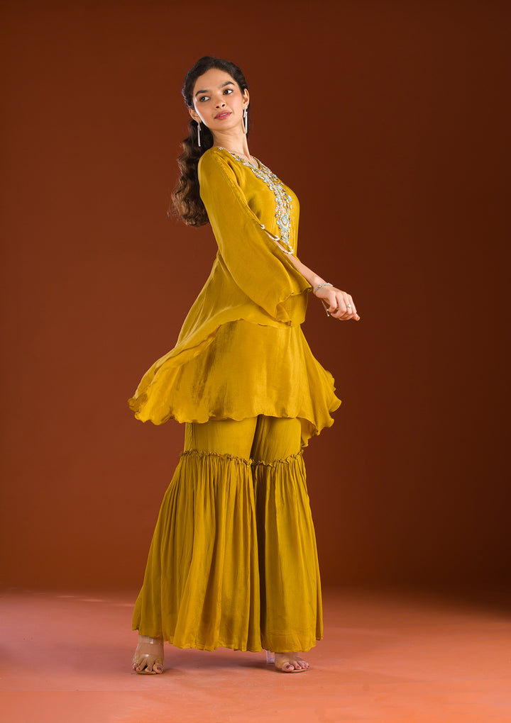 Mehendi Cutdana Georgette Readymade Salwar Suit