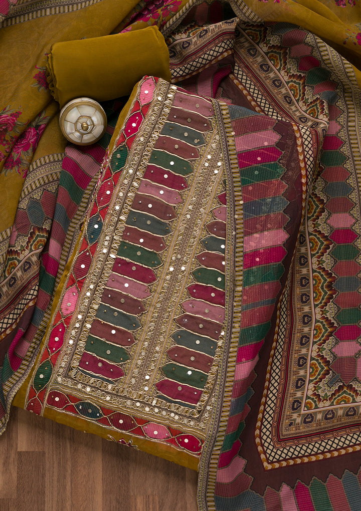 Mehendi Gotapatti Georgette Unstitched Salwar Suit