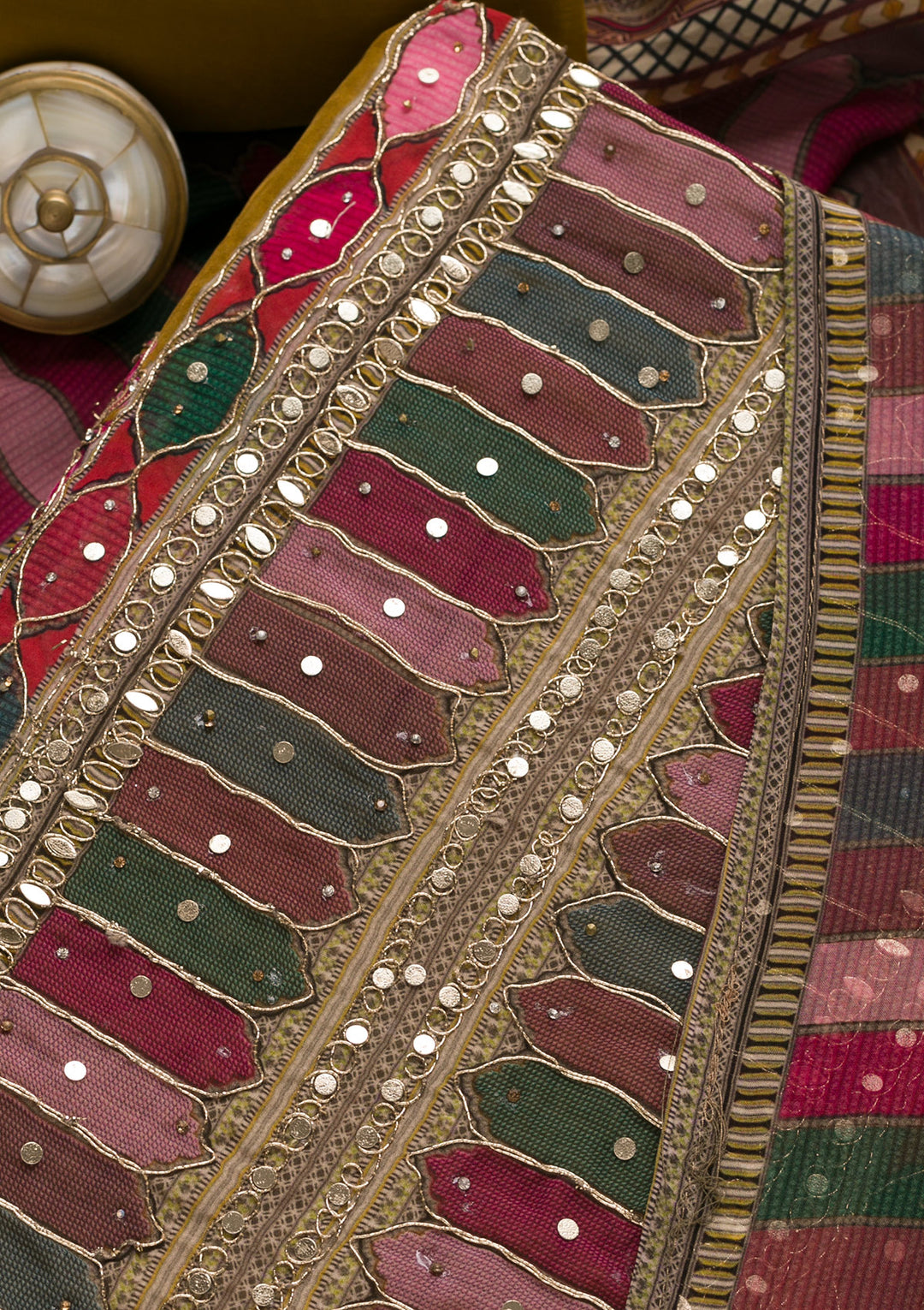 Mehendi Gotapatti Georgette Unstitched Salwar Suit