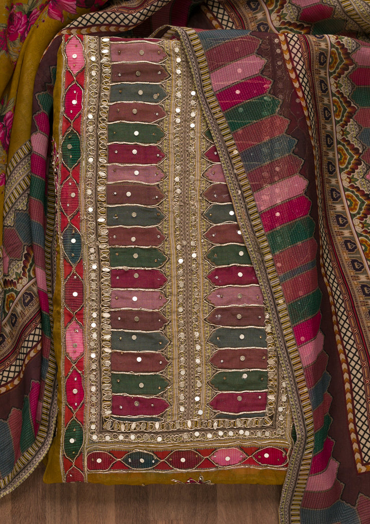 Mehendi Gotapatti Georgette Unstitched Salwar Suit