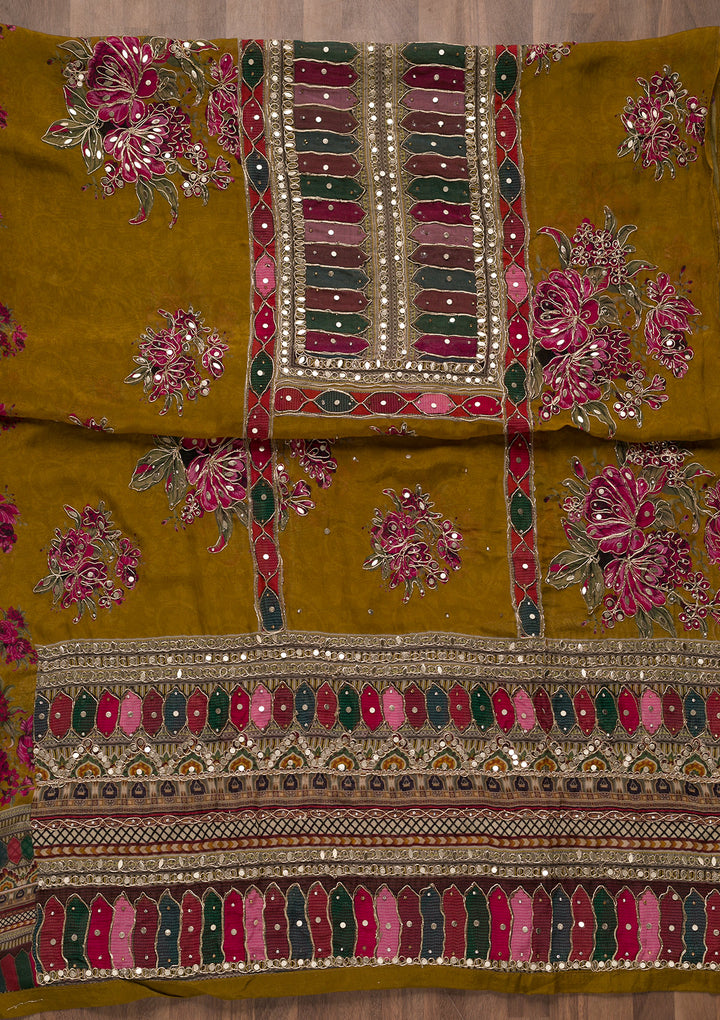 Mehendi Gotapatti Georgette Unstitched Salwar Suit
