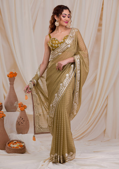 Mehendi Gotapatti Georgette Saree-Koskii