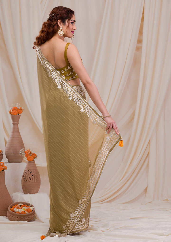 Mehendi Gotapatti Georgette Saree