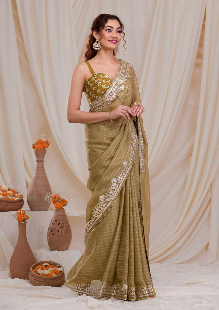 Mehendi Gotapatti Georgette Saree
