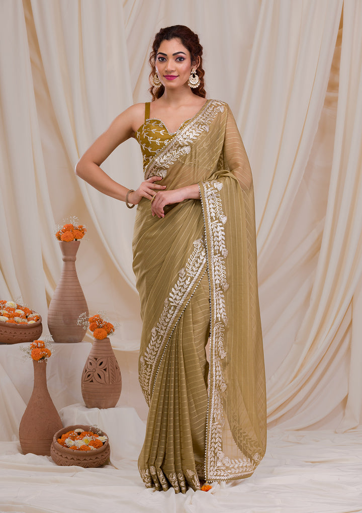 Mehendi Gotapatti Georgette Saree