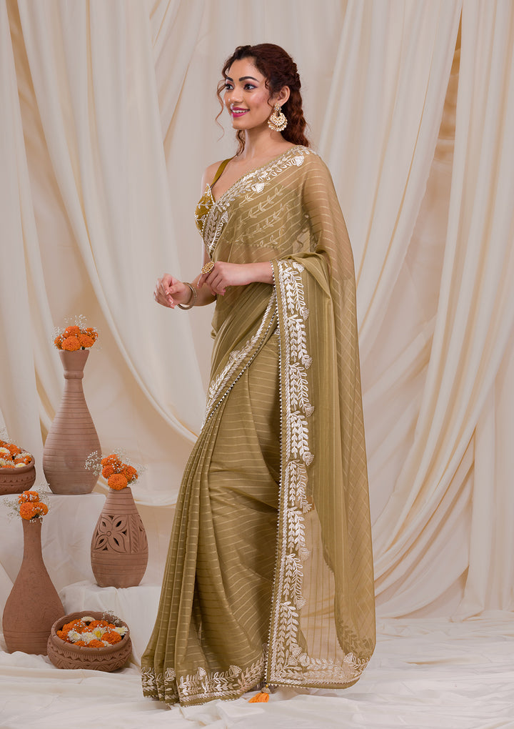 Mehendi Gotapatti Georgette Saree