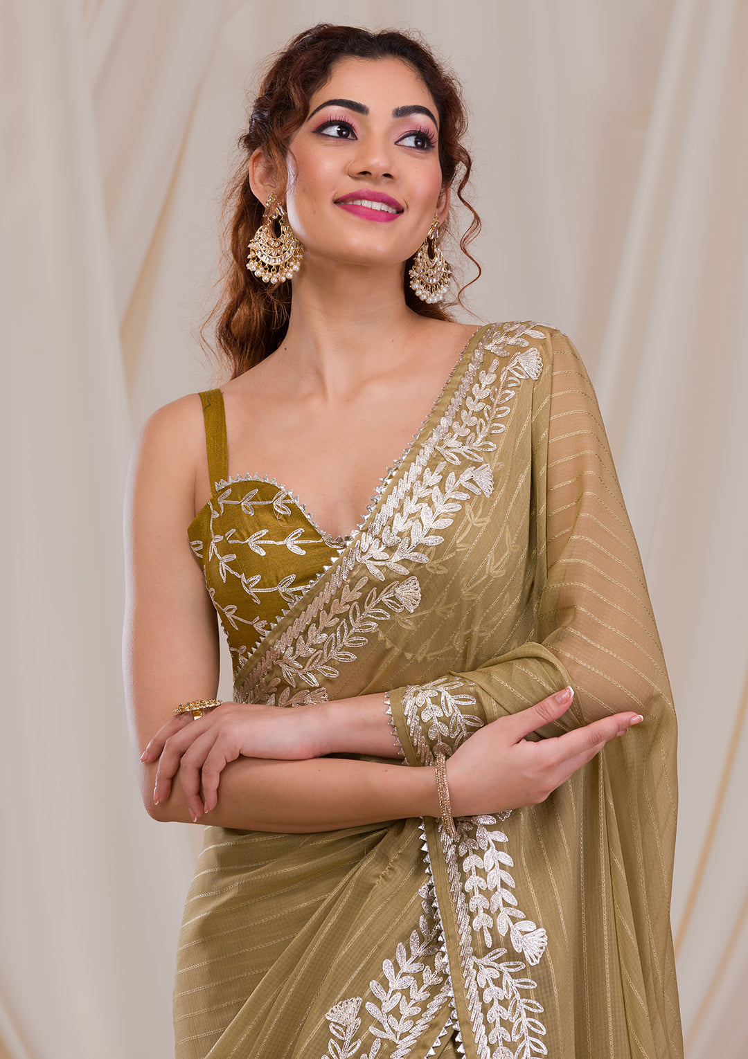 Mehendi Gotapatti Georgette Saree