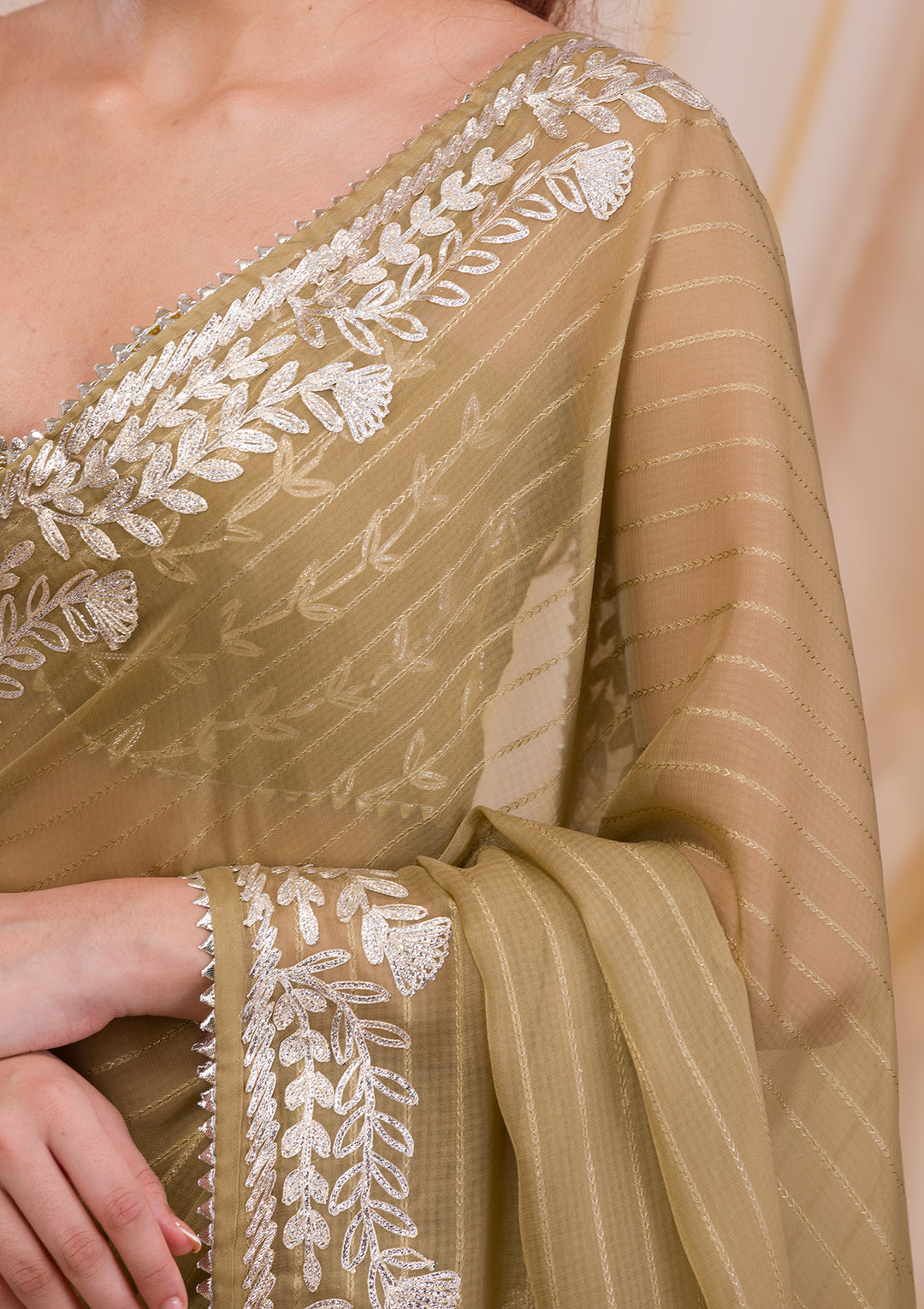 Mehendi Gotapatti Georgette Saree