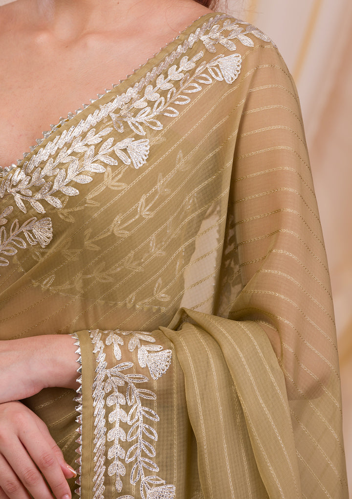 Mehendi Gotapatti Georgette Saree