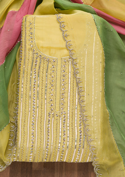 Mehendi Mirrorwork Georgette Unstitched Salwar Suit