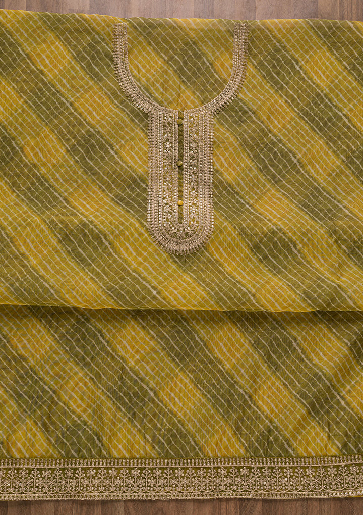 Mehendi Printed Tissue Unstitched Salwar Suit