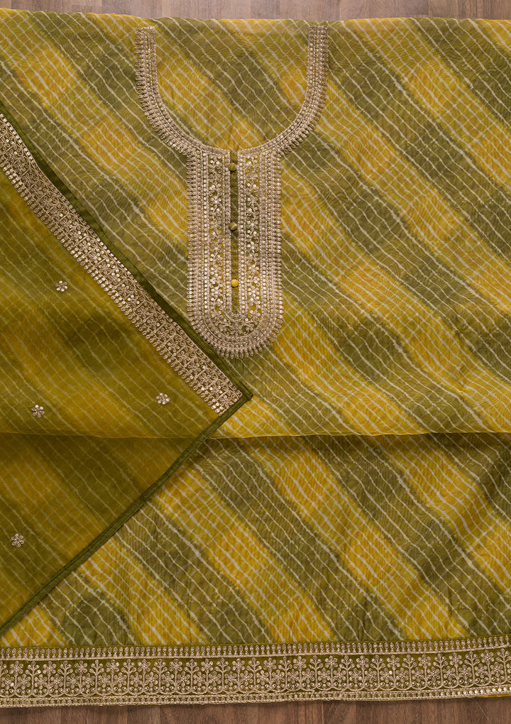 Mehendi Printed Tissue Unstitched Salwar Suit