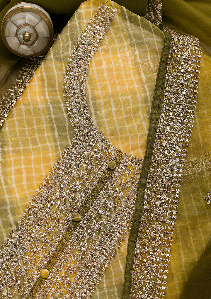 Mehendi Printed Tissue Unstitched Salwar Suit