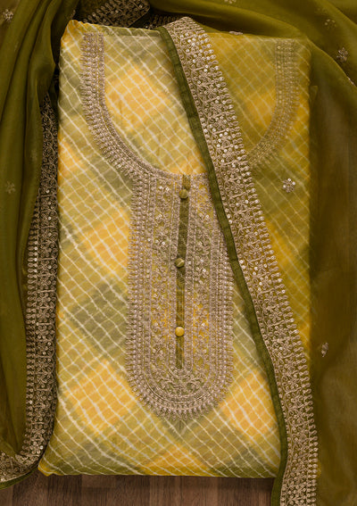 Mehendi Printed Tissue Unstitched Salwar Suit