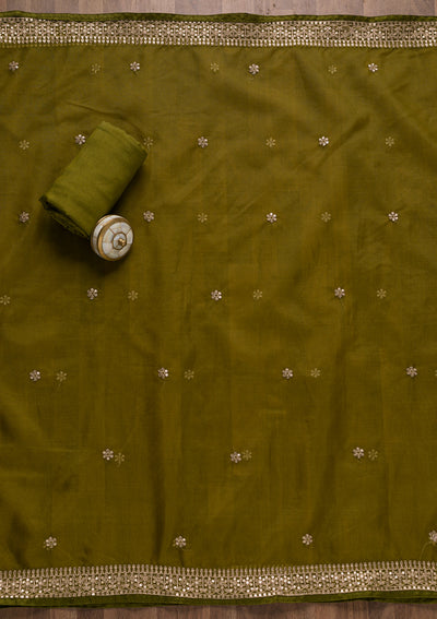 Mehendi Printed Tissue Unstitched Salwar Suit