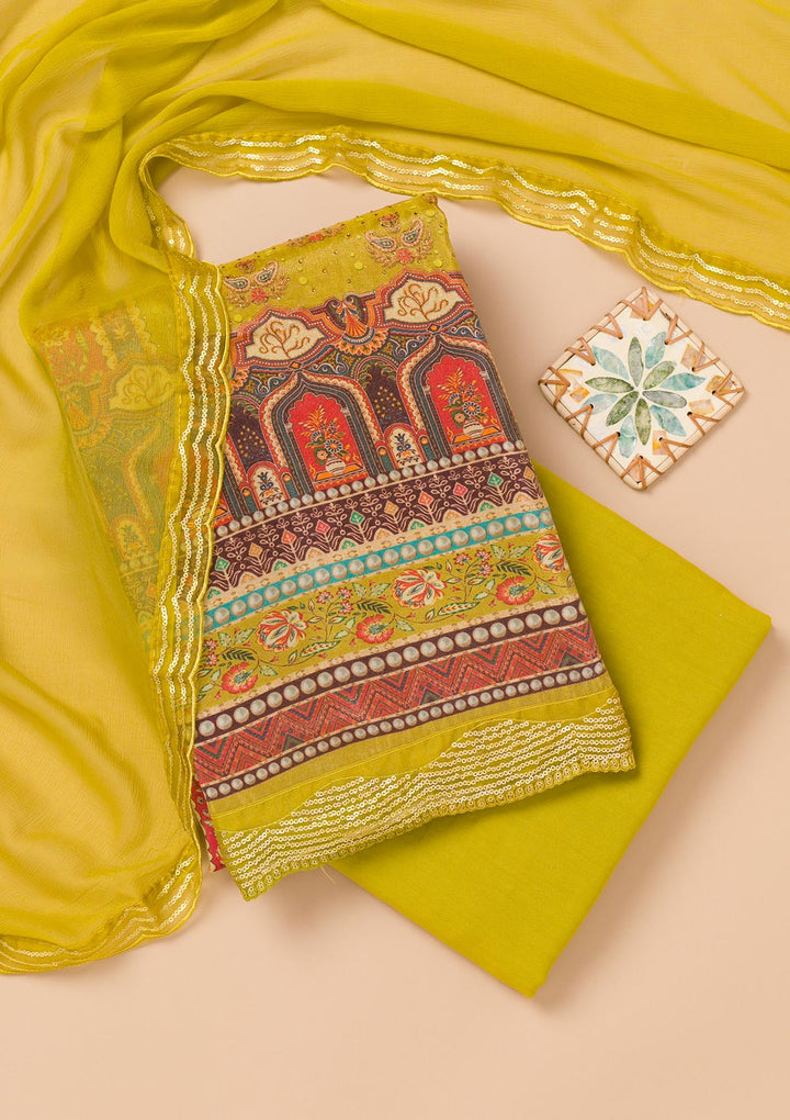 Mehendi Printed Tissue Unstitched Salwar Suit