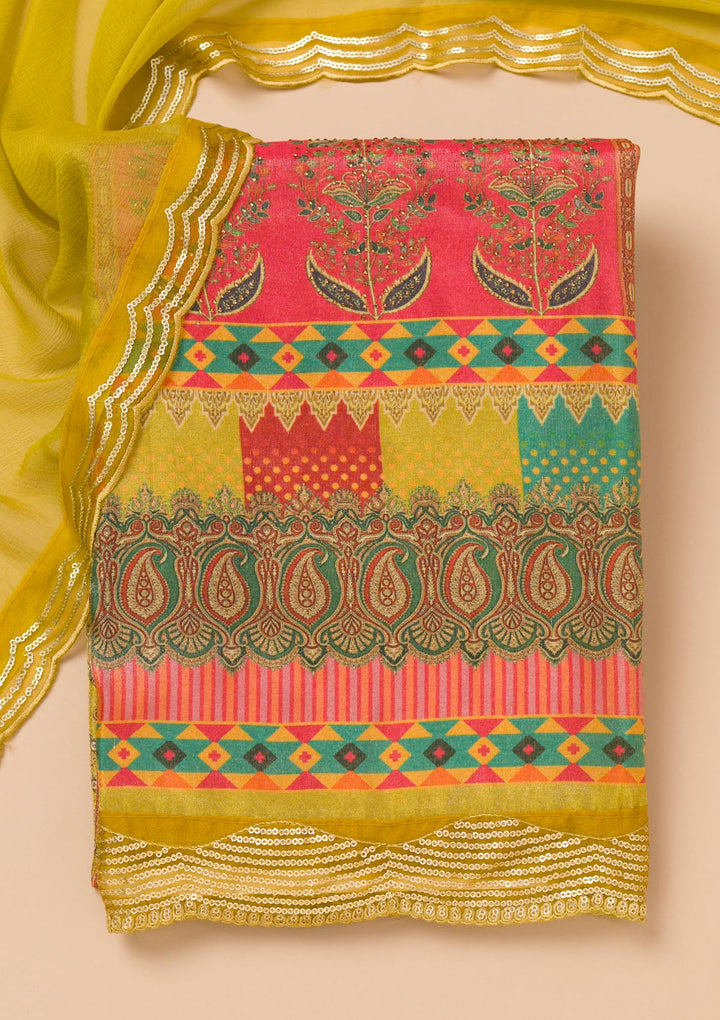 Mehendi Printed Tissue Unstitched Salwar Suit