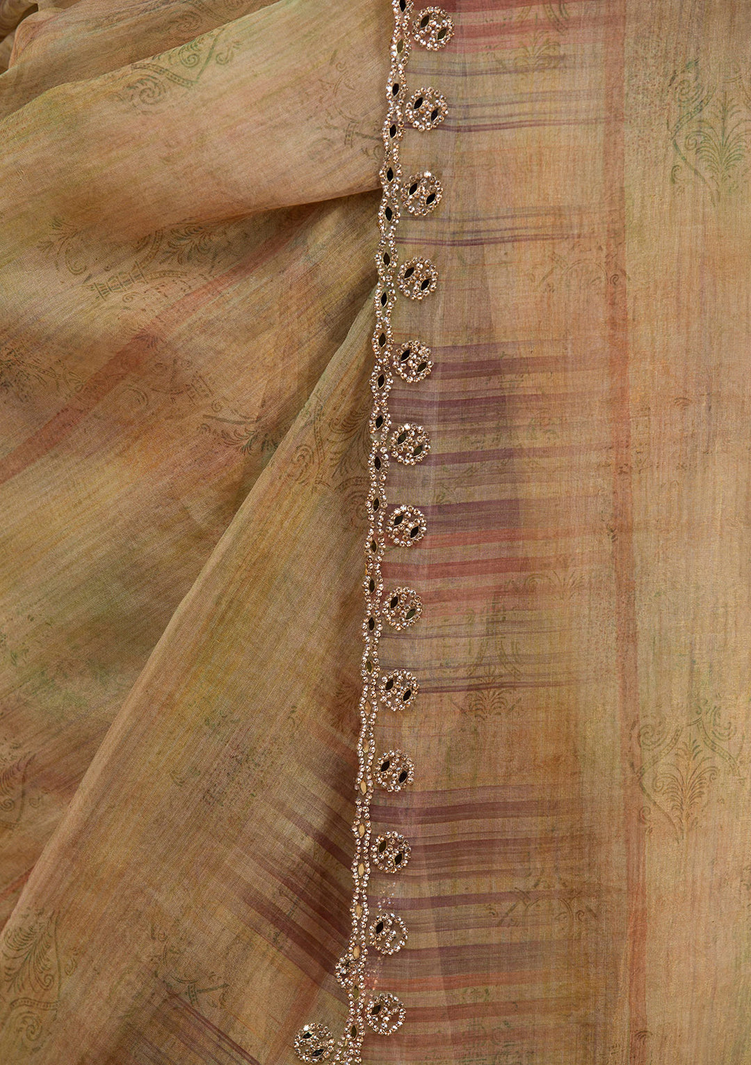 Mehendi Printed Tissue Saree