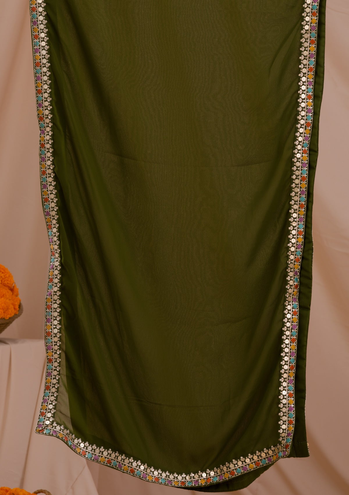 Mehendi Sequins Georgette Readymade Sharara Suit