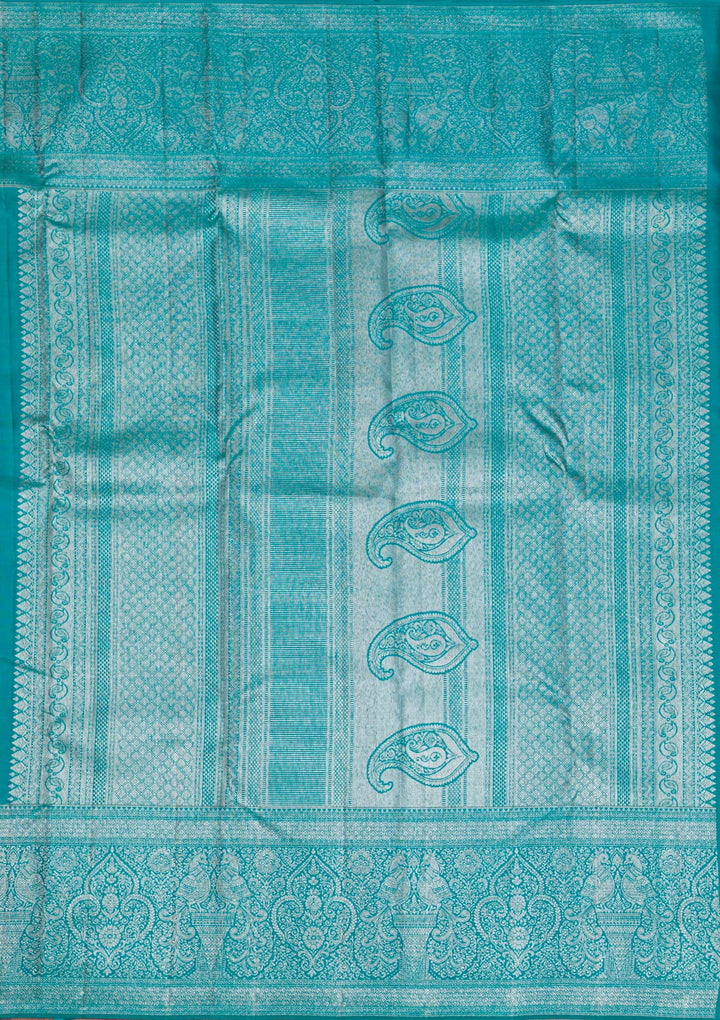 Mehendi Silver Zariwork Pure Silk Saree