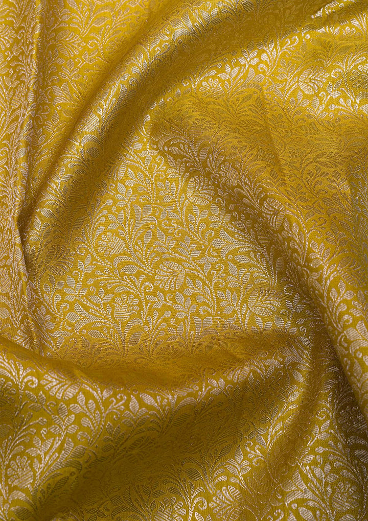 Mehendi Silver Zariwork Pure Silk Saree