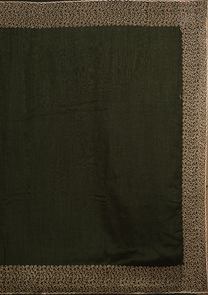 Mehendi Stonework Art Silk Saree