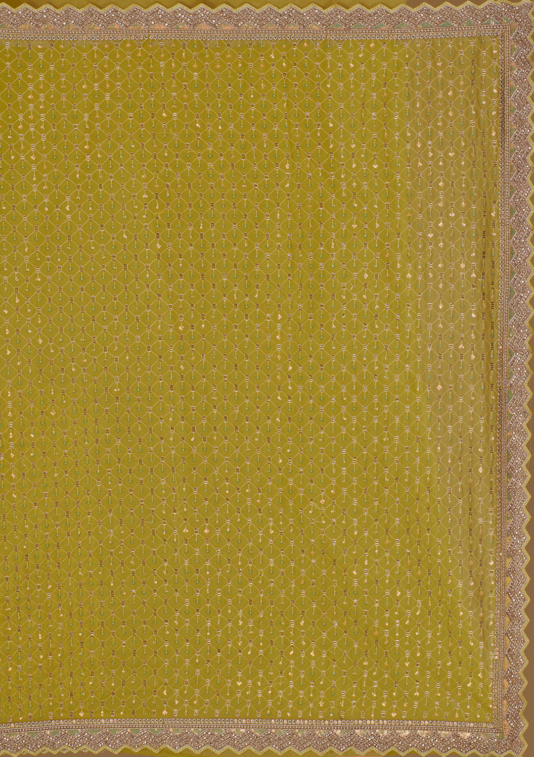 Mehendi Stonework Chiffon Saree