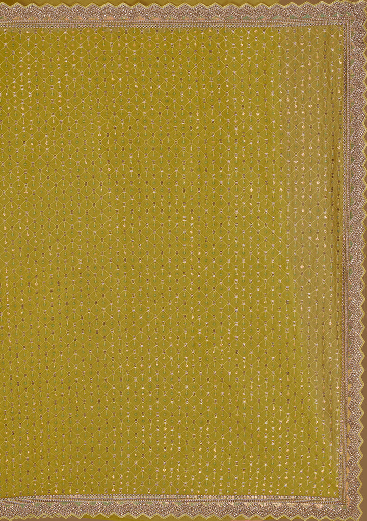 Mehendi Stonework Chiffon Saree