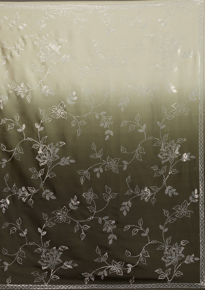 Mehendi Stonework Satin Saree