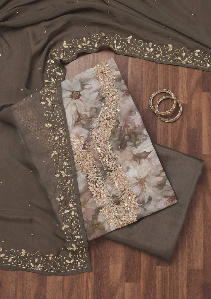 Mehendi Stonework Tissue Unstitched Salwar Suit
