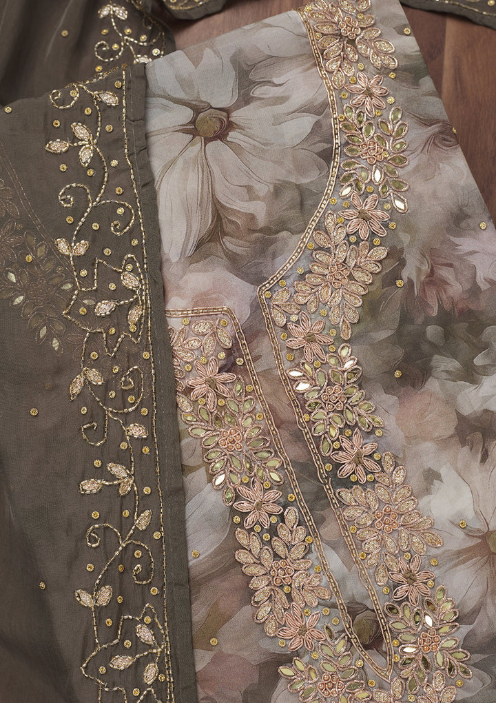 Mehendi Stonework Tissue Unstitched Salwar Suit