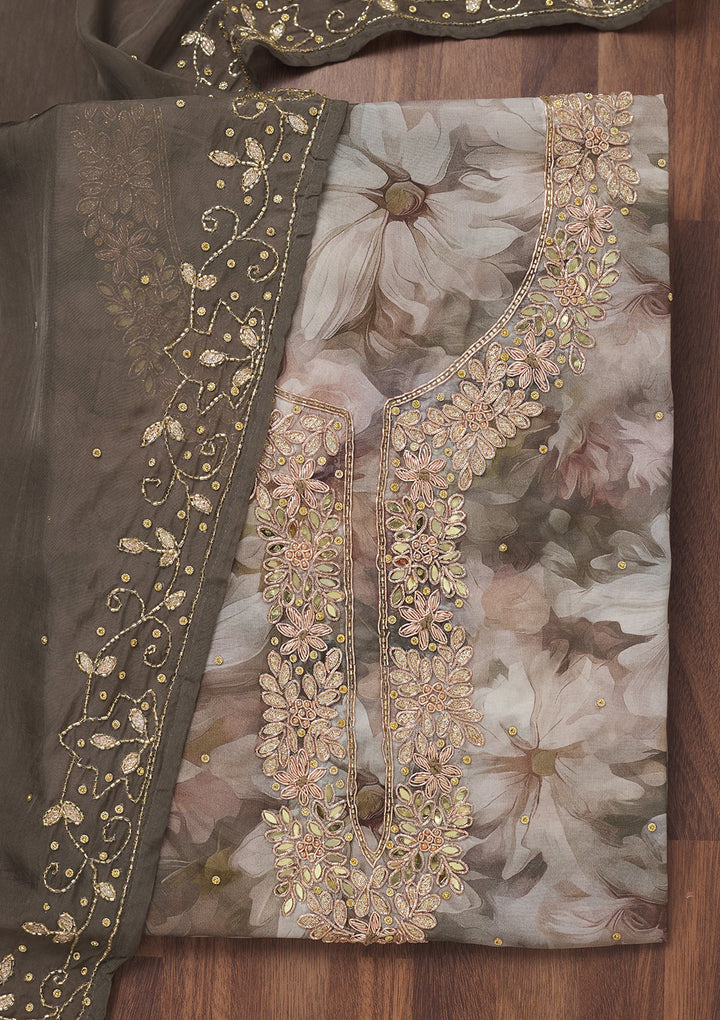Mehendi Stonework Tissue Unstitched Salwar Suit