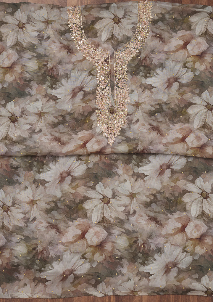 Mehendi Stonework Tissue Unstitched Salwar Suit