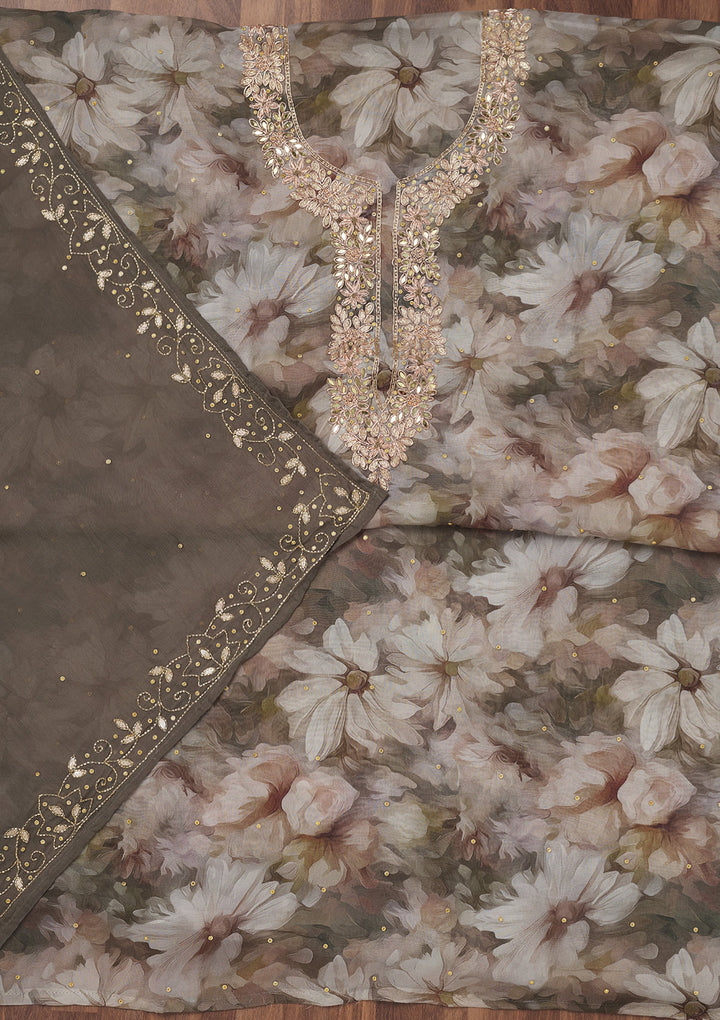 Mehendi Stonework Tissue Unstitched Salwar Suit